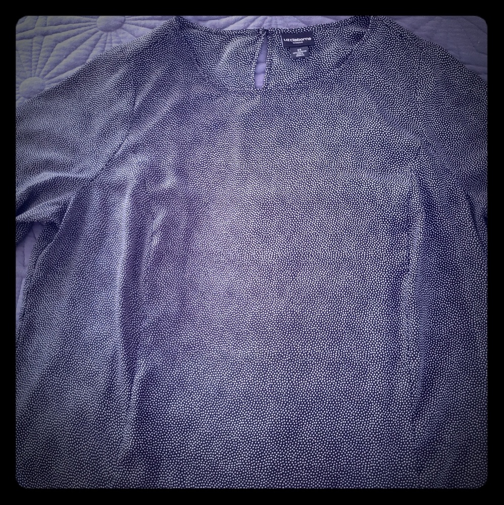 2X Liz Claiborne black and white polka-dotted top